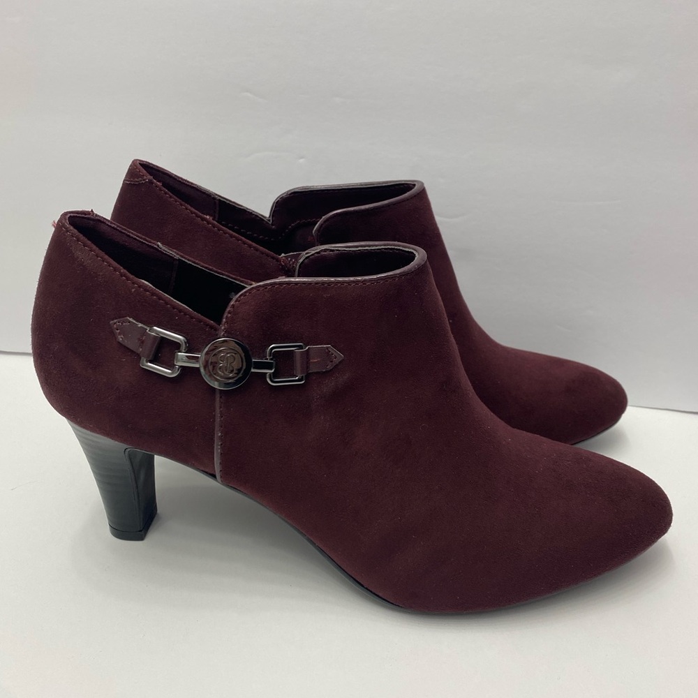 Bandolino Burgundy Suede Ankle Boots Size 8.5 M